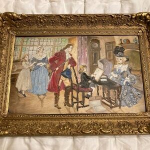 Antique oil painting Noble Family
